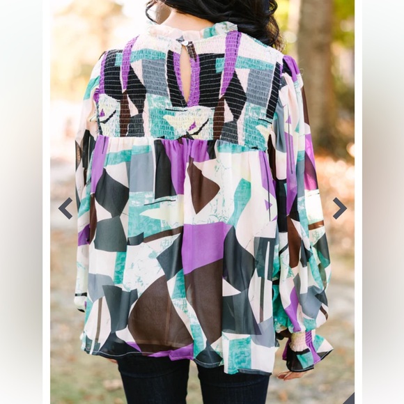 Promised Fun Orchid Purple Abstract Blouse - Picture 2 of 9